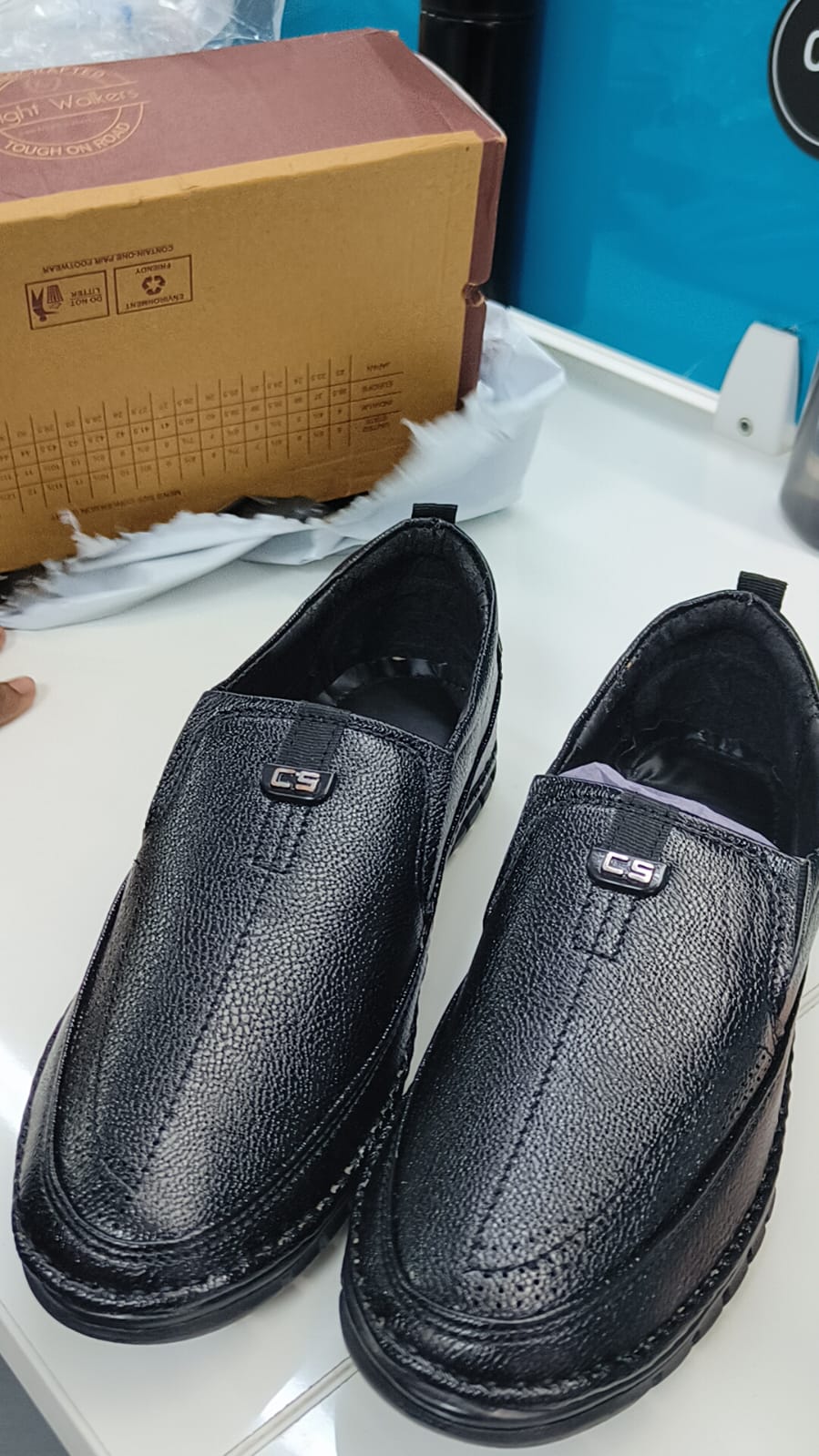 Mens Black Semi Formal Slipon Shoes - Size = 6