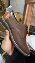 Stylish Vegan Leather Semi Casual Brown Lace Up Shoes - Size = 10